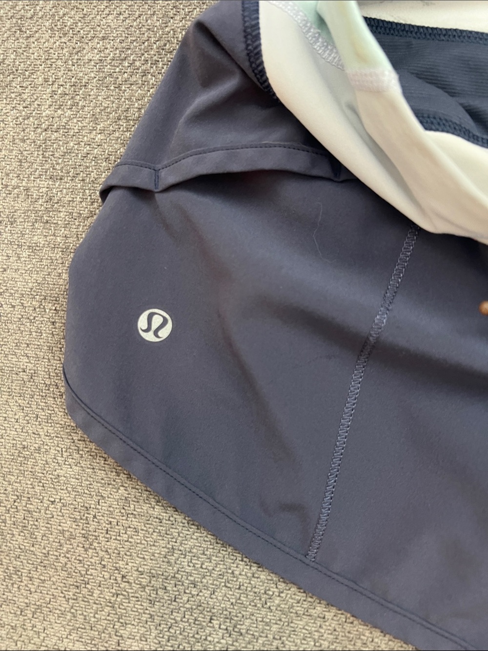 lululemon athletica Navy Athletic Shorts with Cream and Pale Mint Waistband - Picture 5 of 7